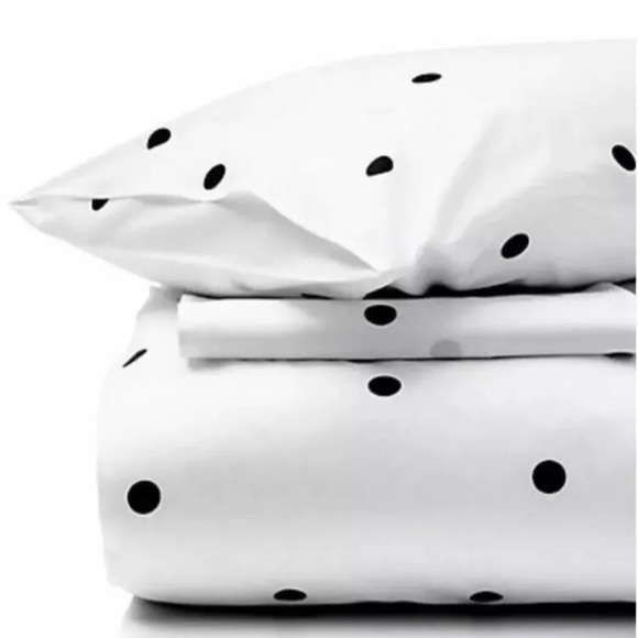 Kate Spade King Bed Sheet Set 4pc White 100 Cotton Mini Black